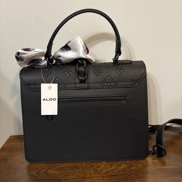 NWT ALDO Black Purse Butterfly/Heart‎ Embossed; Black/White Strawberry Scarf - Picture 6 of 10